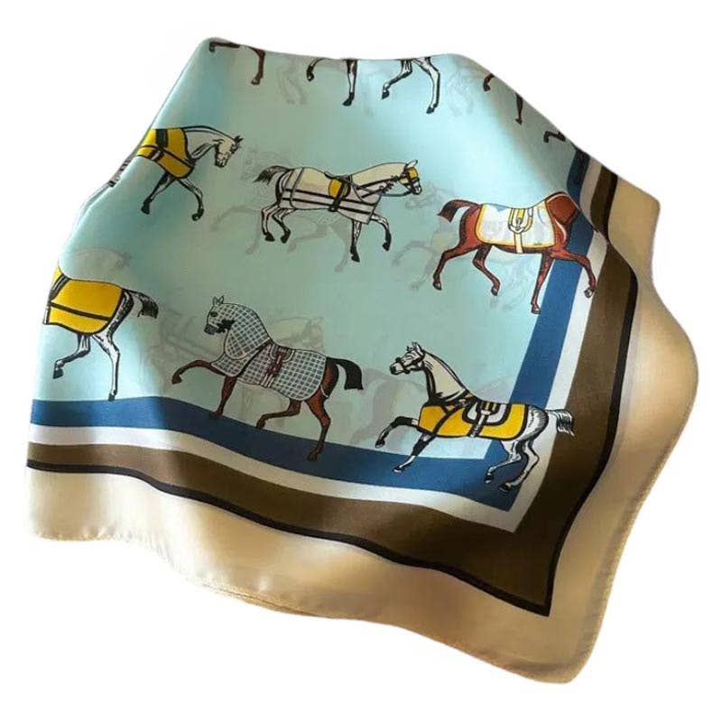 AWST Int'l Horses in Blankets Scarf: Turquoise / 28