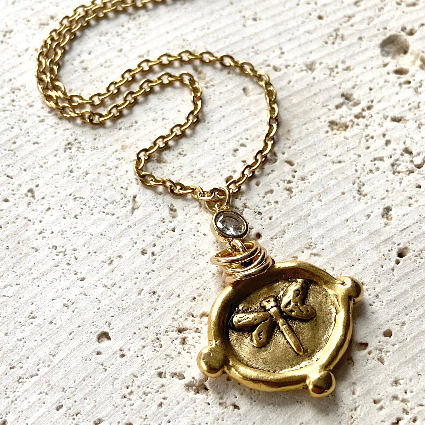 Dragonfly necklace non tarnishing jewelry