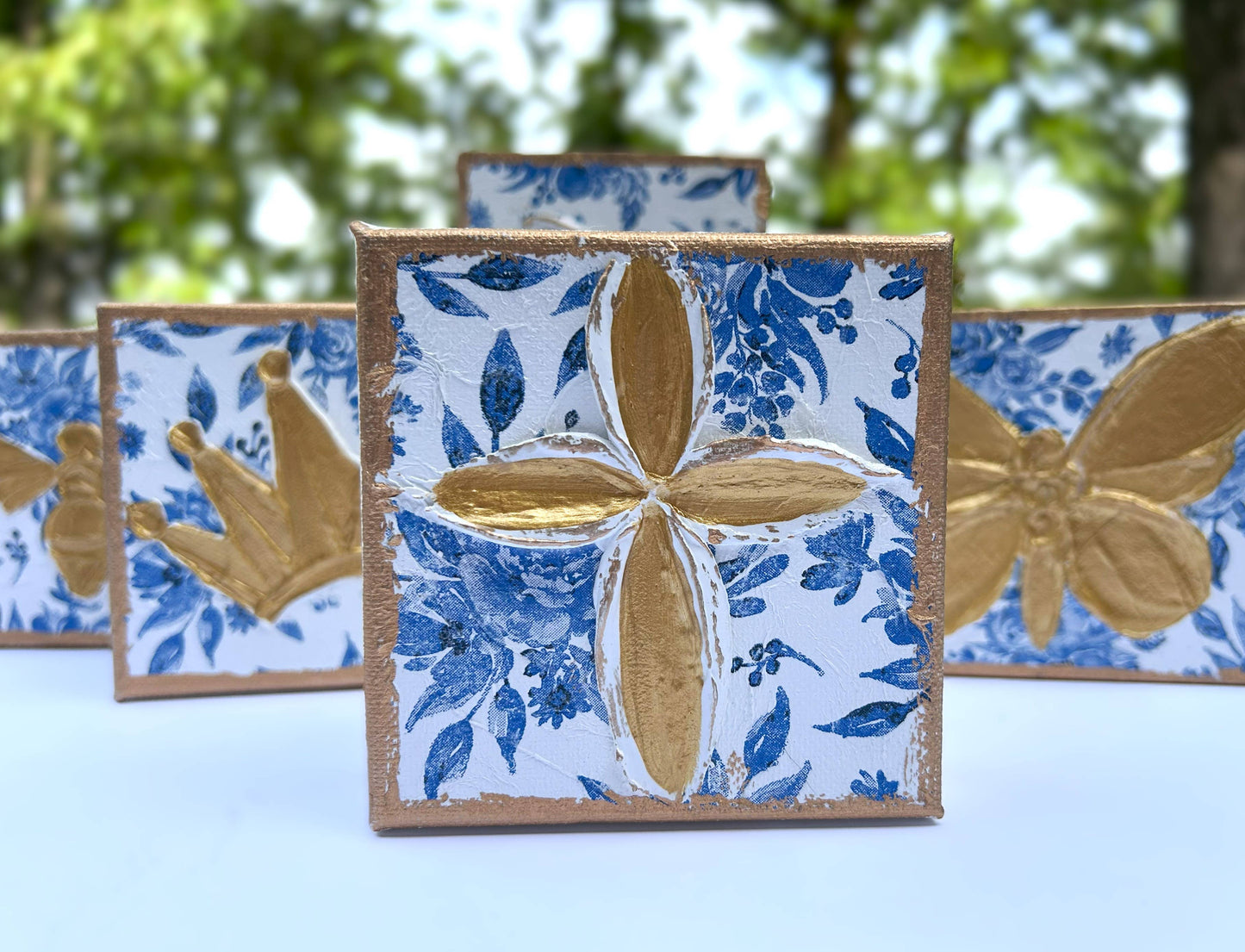 Chinoiserie Art Minis |  botanicals blue white bridal tea : Lemon