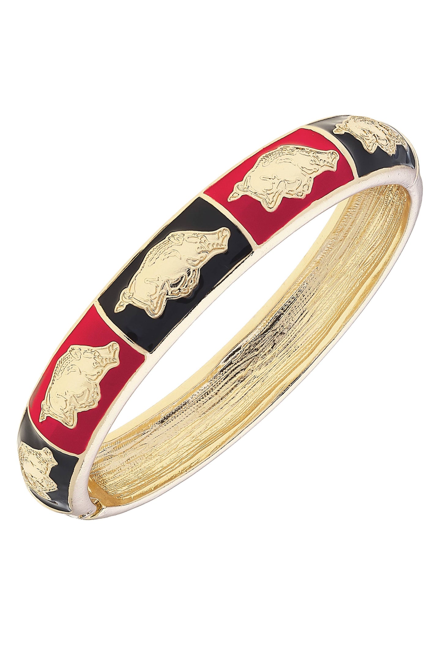 Arkansas Razorbacks Sculpted Enamel Checkered Hinge Bangle: Red