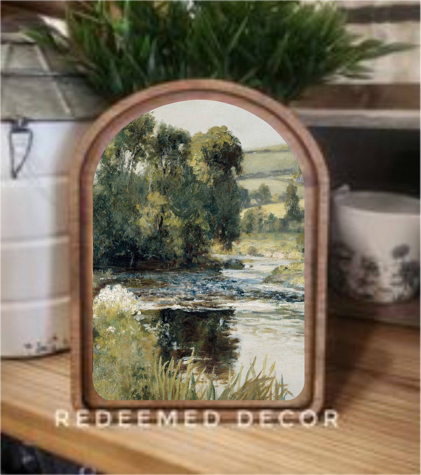 Arch Top Green River Framed Art   : 6x8"