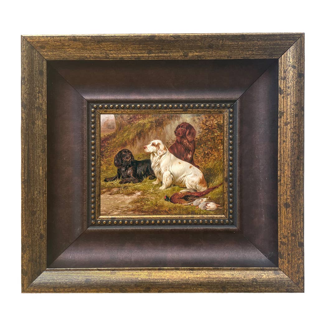 Spaniels at Rest by Colin Graeme Framed Painting Print: Narrow Distressed Black/Copper-Bead / 5" x 6"