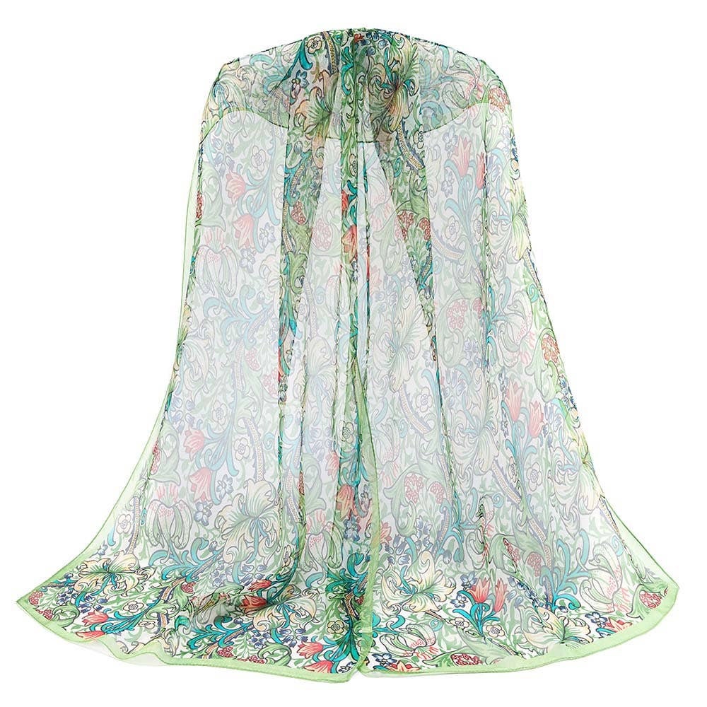 100% PURE SILK SCARF WILLIAM MORRIS GOLDEN LILY