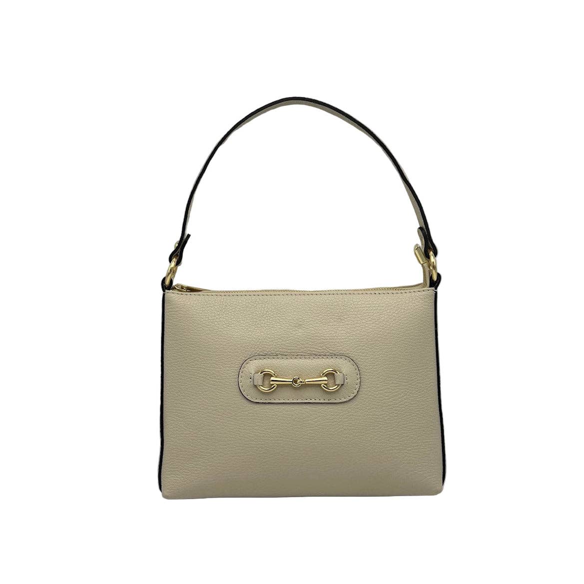 Genuine leather shoulder bag with crossbody strap, Made in Italy, art. 112660: Black