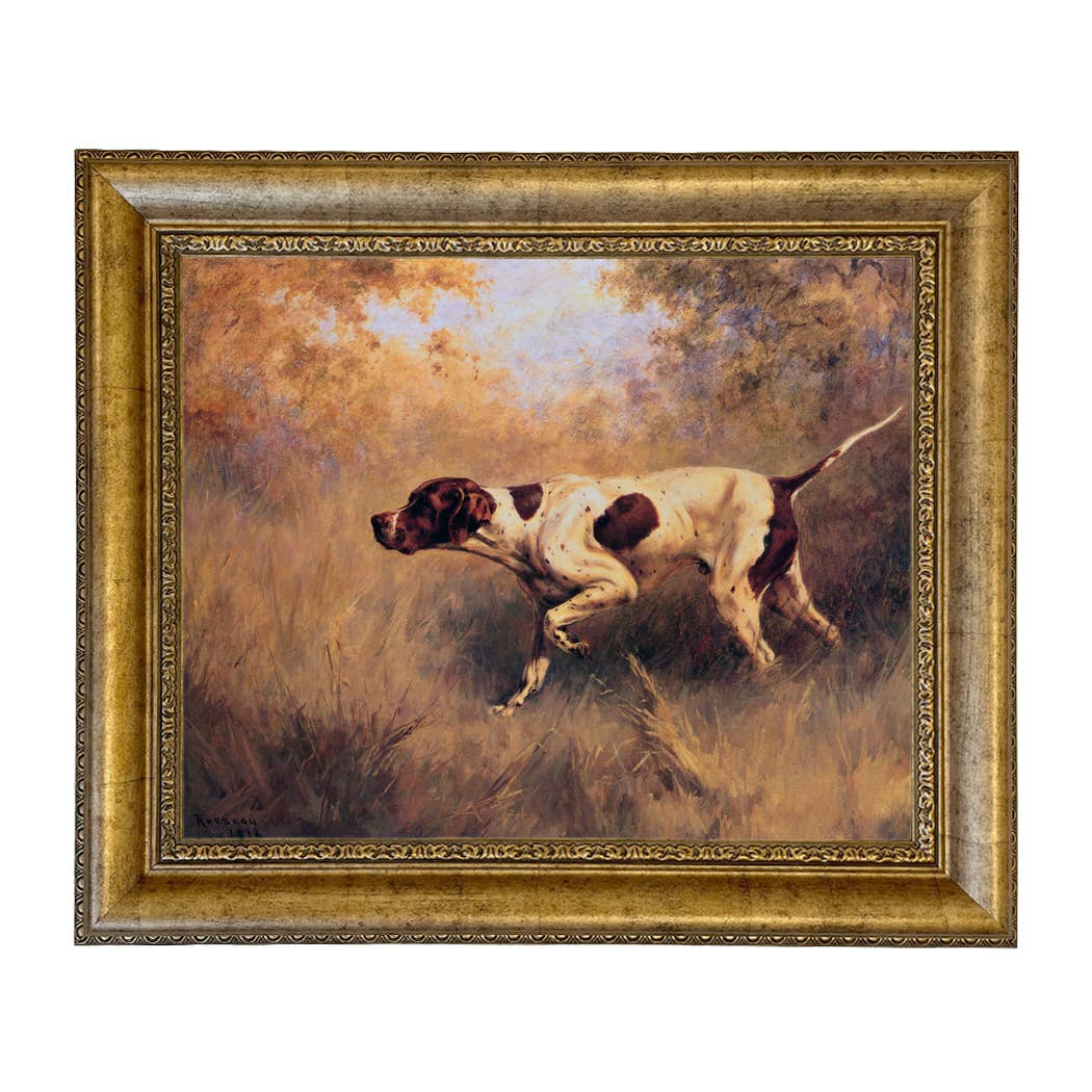 On Point English Pointer Framed Painting Print | Wall Art: Wide Distressed Black/Copper-Bead / 5" x 6"