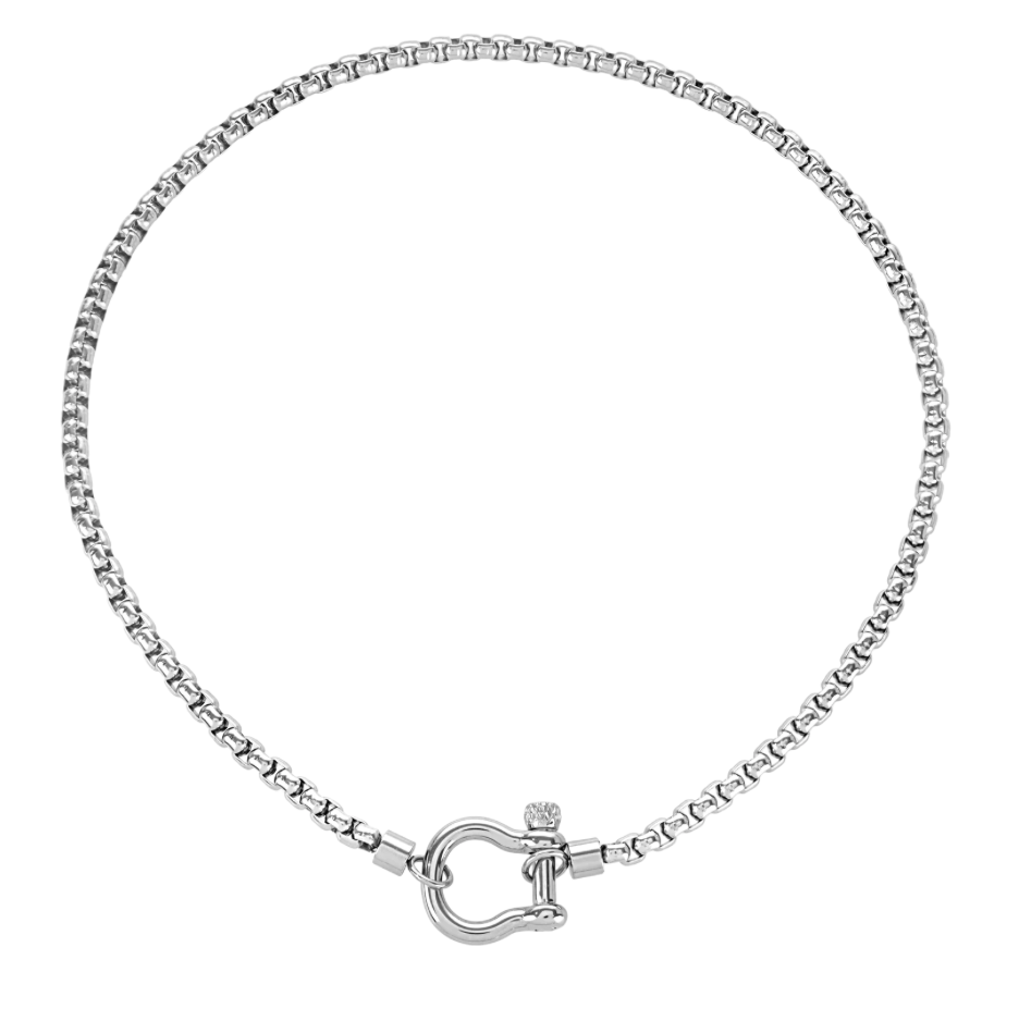 Carabiner horse Bit- Charm-Wheat Chain Stainless Necklace: Yellow Gold