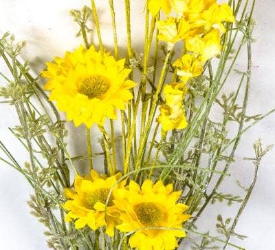 Wild Flower Bouquet With Plastic Greenery, 21in, Hw, Yellow