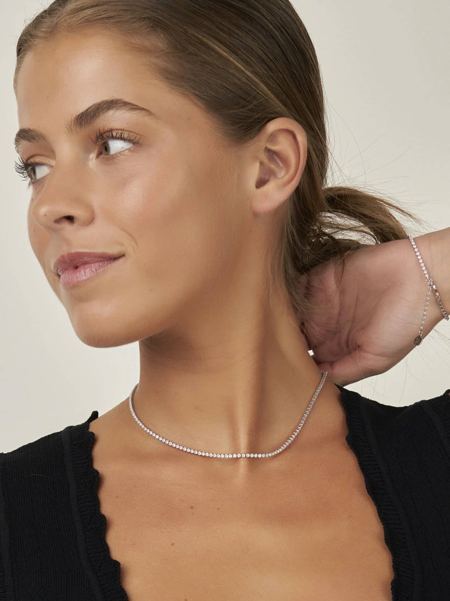 Tennis Necklace. Premium PV plated stainless CZ. : Yellow Gold / 4mm