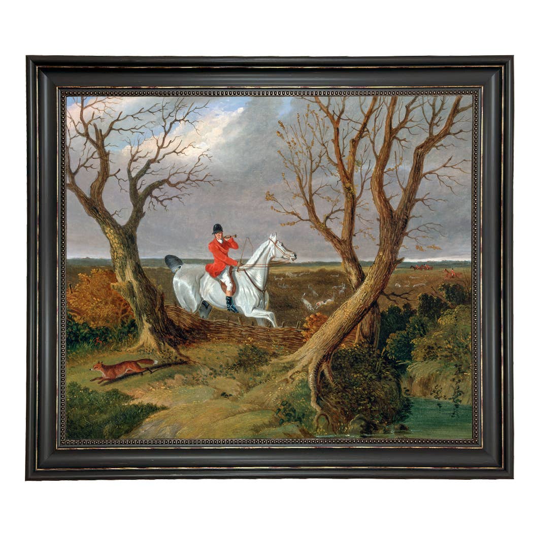 The Suffolk Hunt Vintage Painting Print on Canvas: Antiqued Black/Gold / 8" x 10"