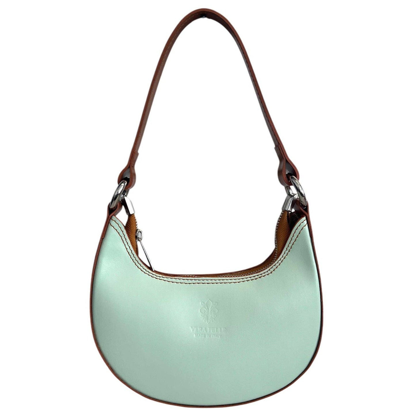Modarno Women's Handbag with Removable Handle Bicolor in Genuine Cowhide Leather 21x5x12 cm: Sable