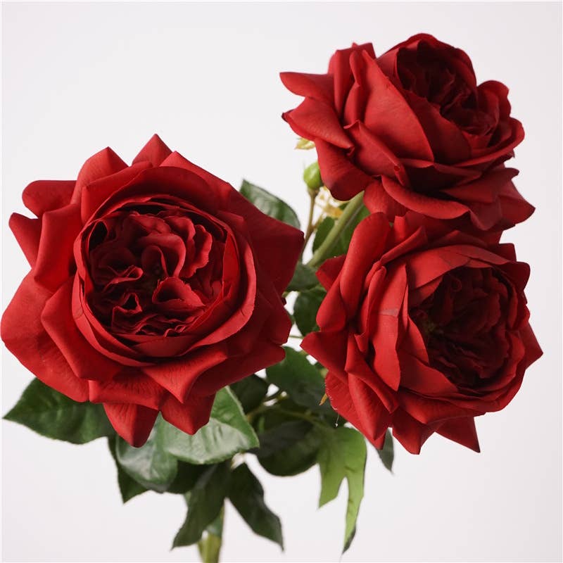 27"-Lux Faux Juliet Rose-Moisturizing Finish-5"Bloom: Rich Red