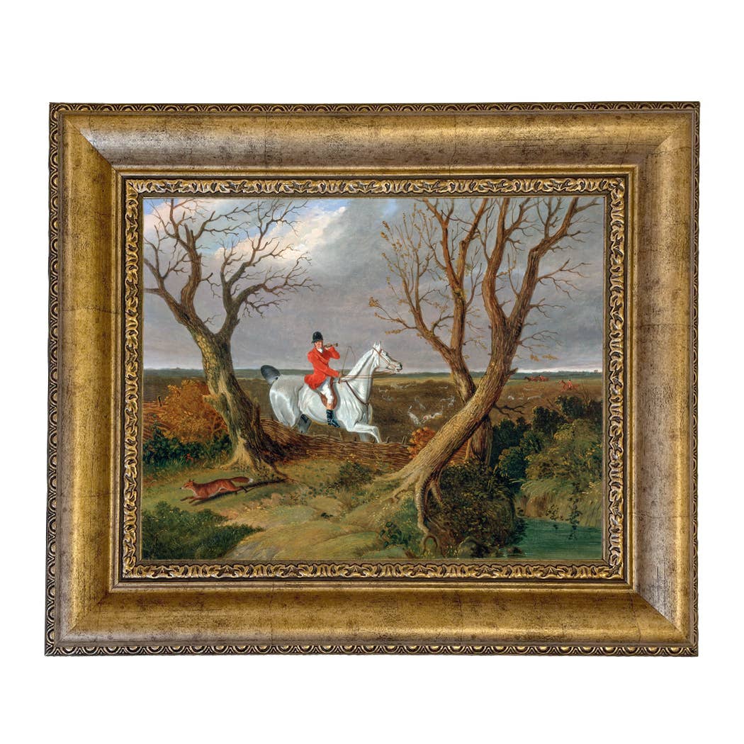 The Suffolk Hunt Vintage Painting Print on Canvas: Antiqued Black/Gold / 8" x 10"