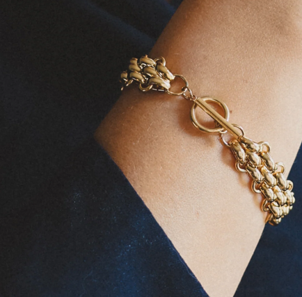 Estate Panther Chain Link  Bracelet 14K Gold