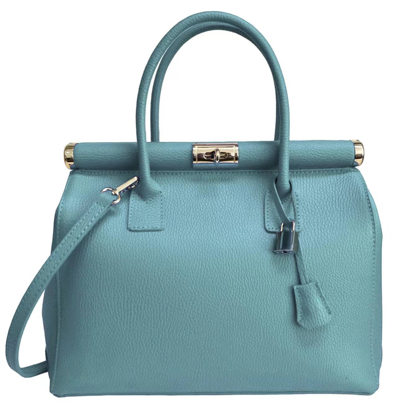 Modarno Handbag Women's Leather Handbag with Shoulder Strap: Beige Leather