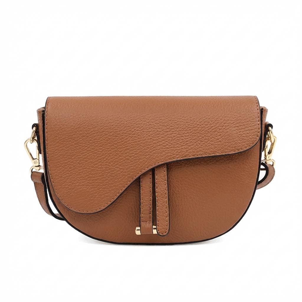 Genuine Leather Saddle Crossbody Bag – Made in Italy: Arancione