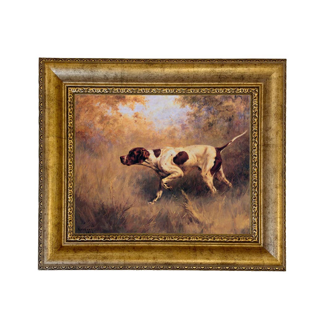 On Point English Pointer Framed Painting Print | Wall Art: Wide Distressed Black/Copper-Bead / 5" x 6"