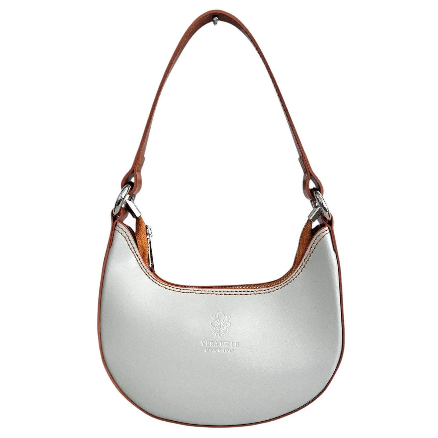 Modarno Women's Handbag with Removable Handle Bicolor in Genuine Cowhide Leather 21x5x12 cm: Sable