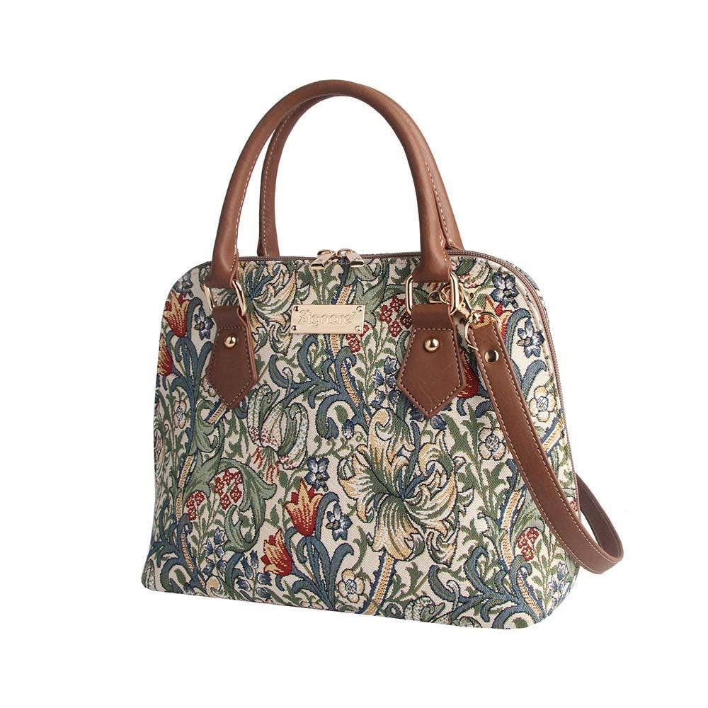 William Morris Golden Lily Convertible Top Handle Purse Handbag