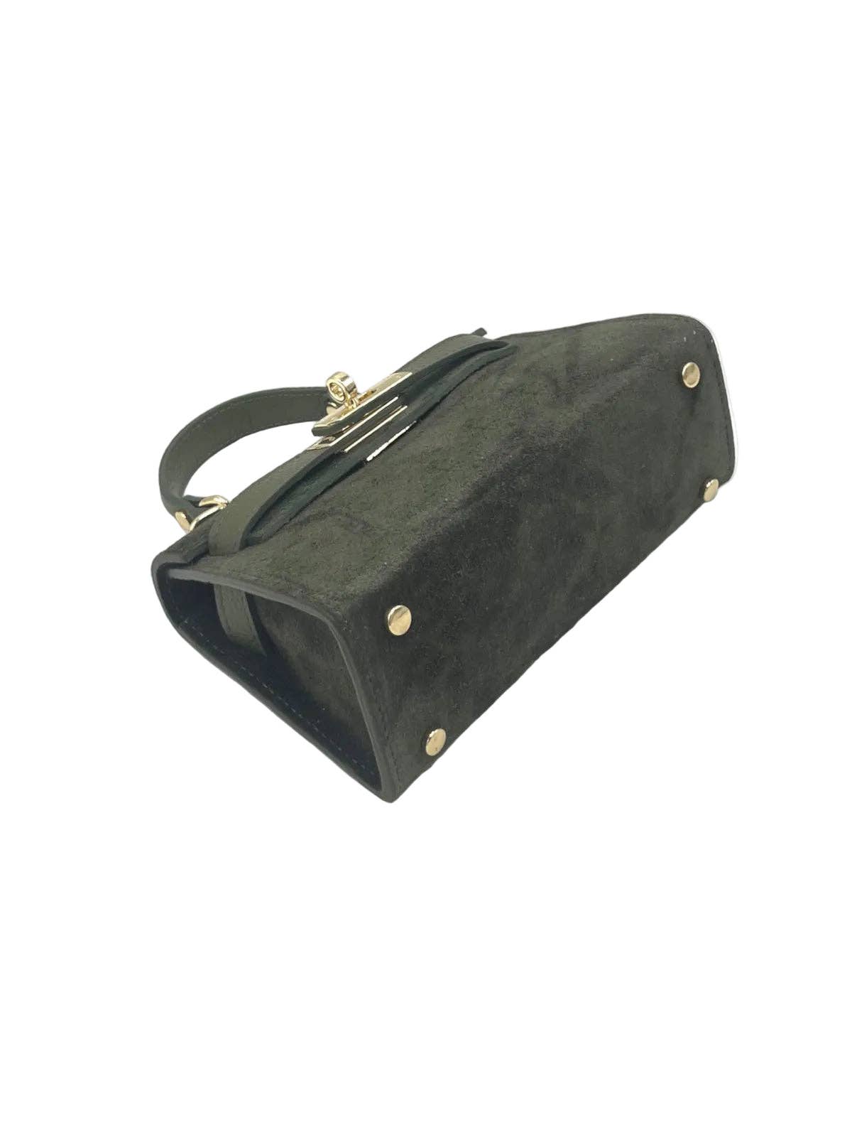 Suede and Genuine Leather Shoulder Bag, Made in Italy, art. 112781: Dark Brown