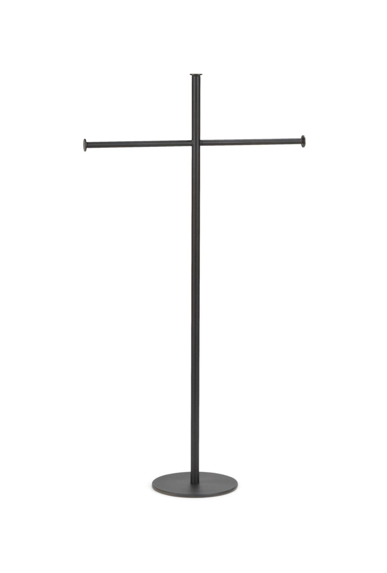 T-Bar Metal Necklace and Scarf Stands: Black / 22.25" Tall