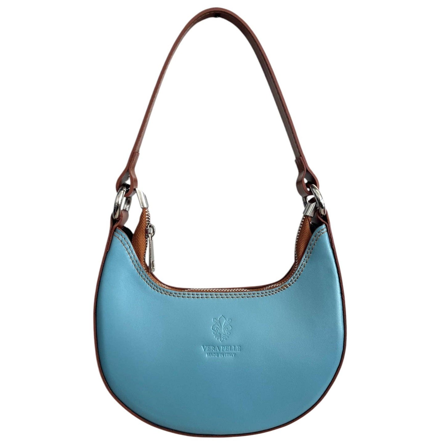 Modarno Women's Handbag with Removable Handle Bicolor in Genuine Cowhide Leather 21x5x12 cm: Sable