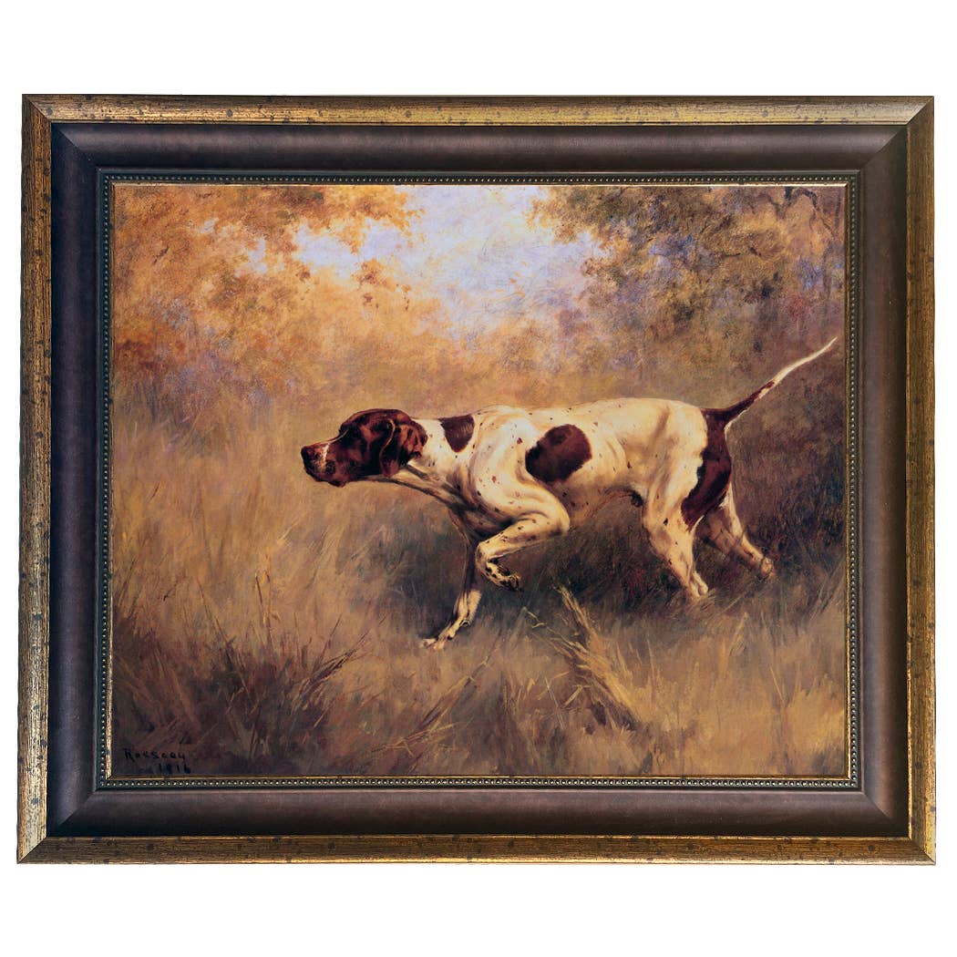On Point English Pointer Framed Painting Print | Wall Art: Wide Distressed Black/Copper-Bead / 5" x 6"