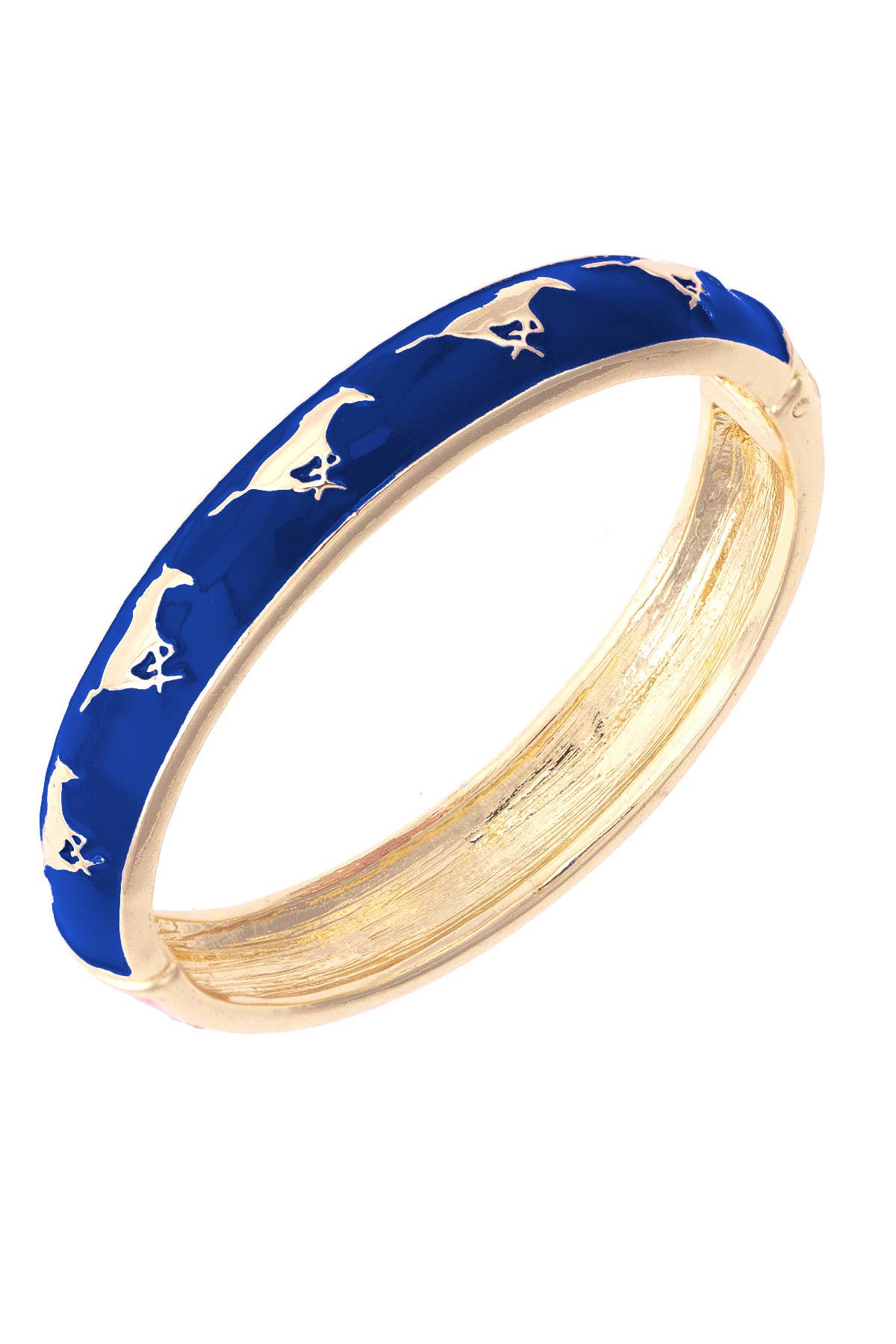 SMU Mustangs Sculpted Enamel Logo Hinge Bangle in Blue