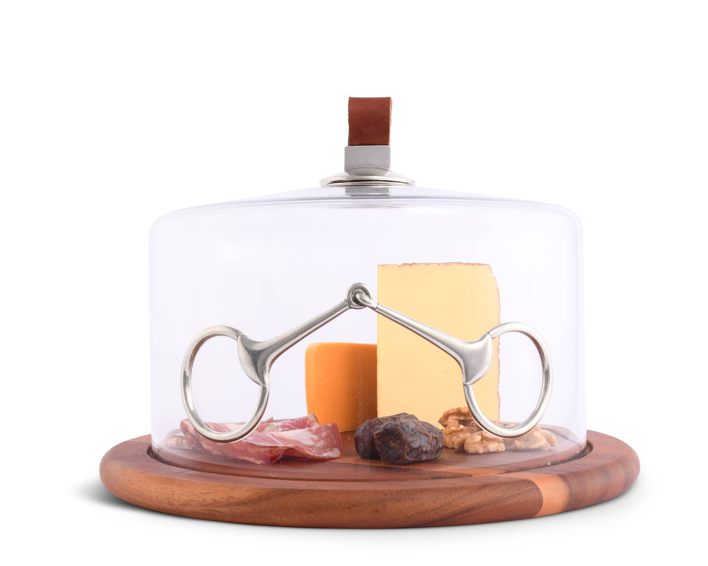 Horse Bit Glass Covered Cheese Wood Board: Wood 6.5" D