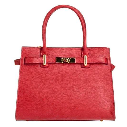 Modarno "Gina" handbag and shoulder bag in genuine leather 28x14x20cm: Rosso