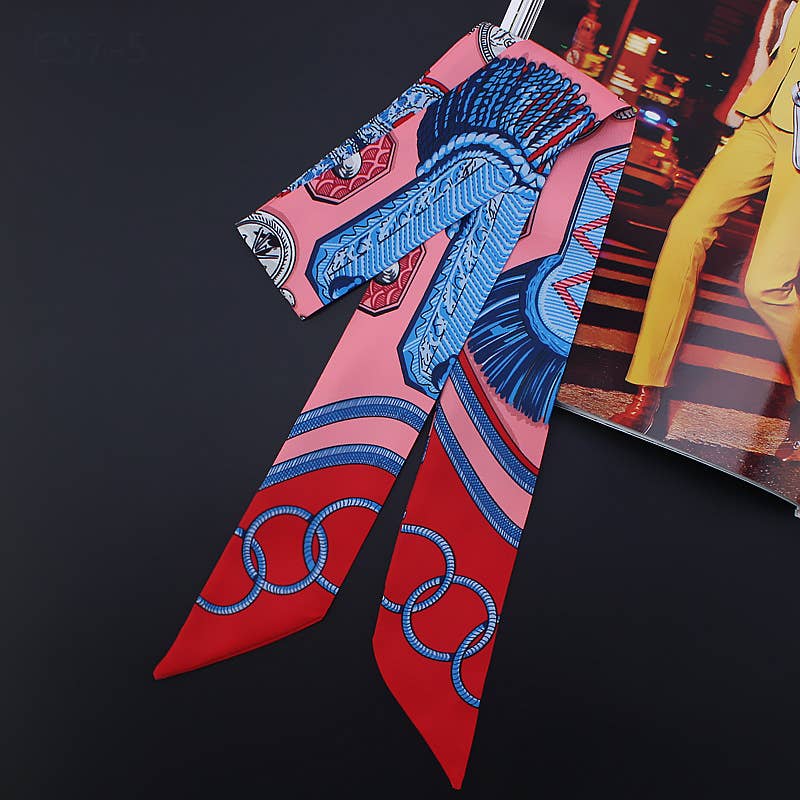 Epaulette Ribbon Tie Scarf and Round Orange Gift Box: Red