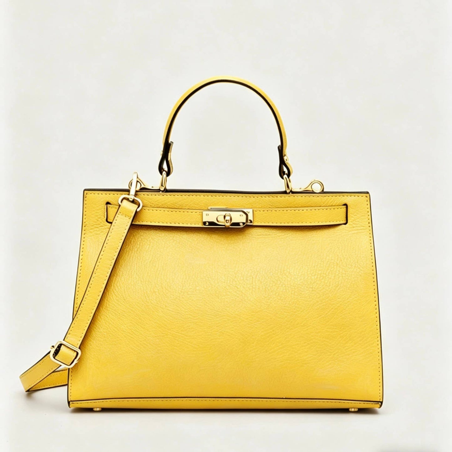 Large genuine leather handbag with shoulder strap: Verde