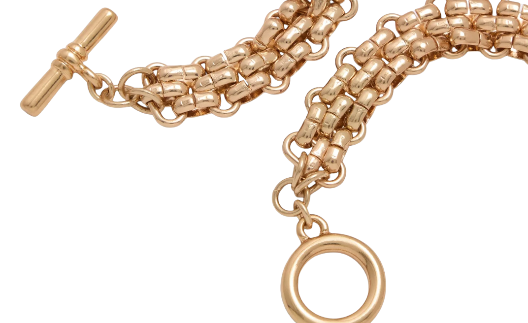 Estate Panther Chain Link Stainless Steel Necklace 14K Gold 