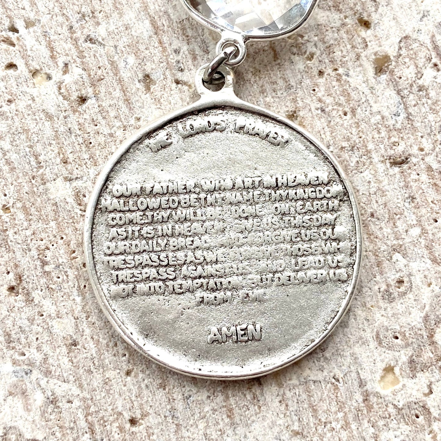 Lord’s Prayer religious vintage medallion jewelry Christian: Gold