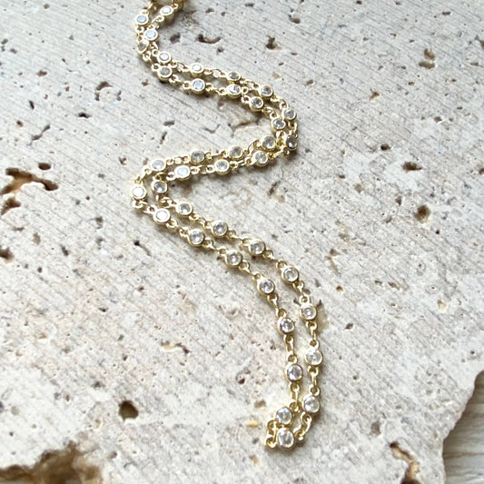 Gold crystal boutique layering necklace salon spa jewelry: 20”