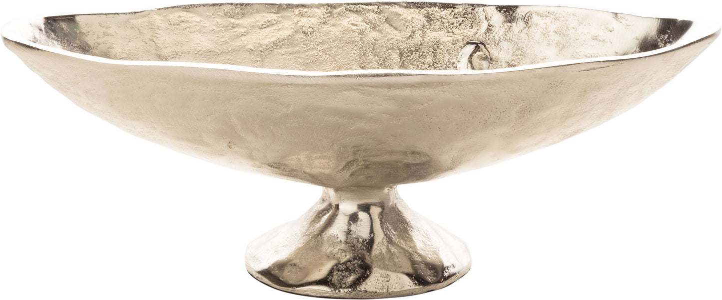 GE00233: Free form cast alum oval decor,ft bowl,slv,13x4x5in