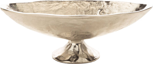 GE00233: Free form cast alum oval decor,ft bowl,slv,13x4x5in