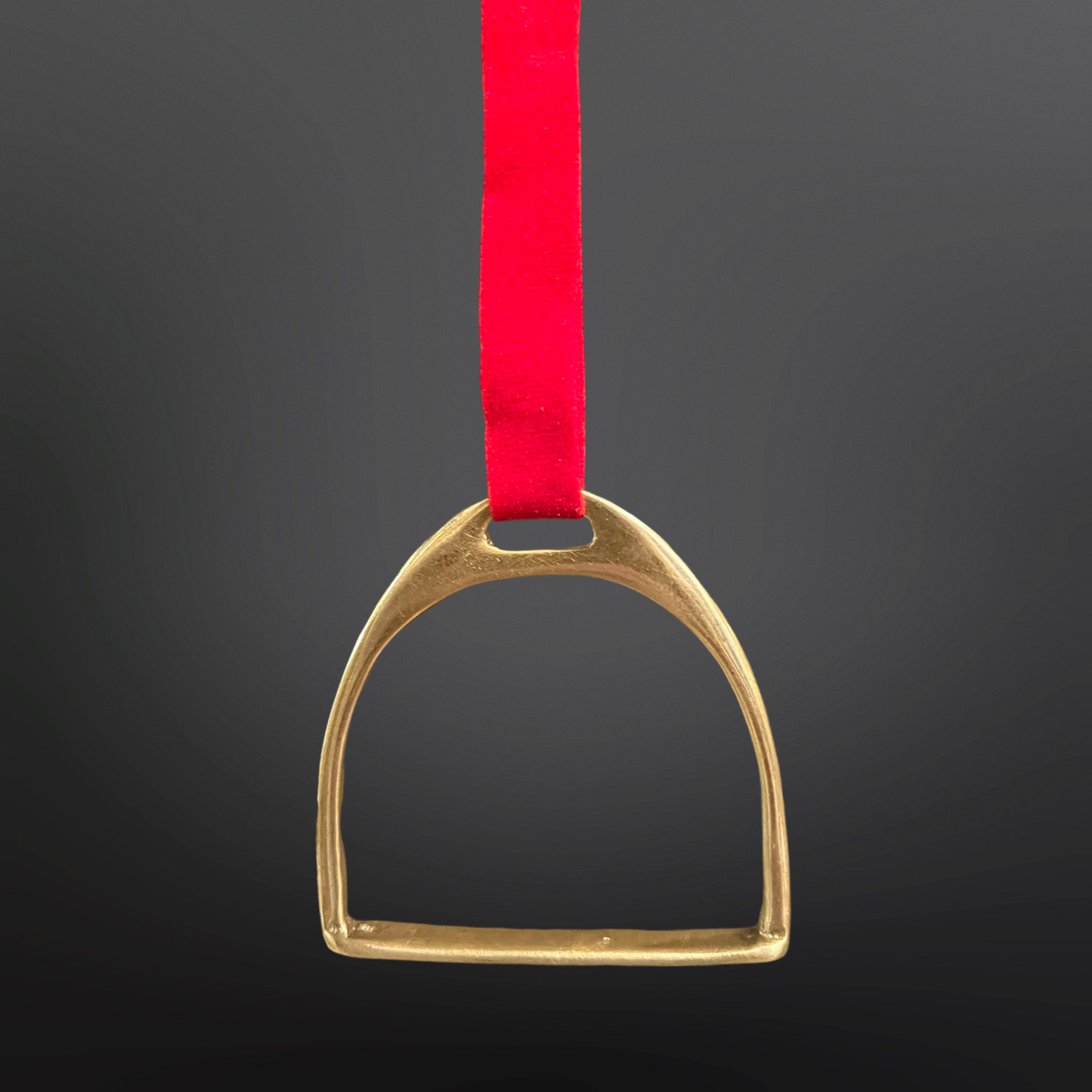 Equestrian Stirrup Iron Christmas Ornament : Gold/Red Ribbon SMALL