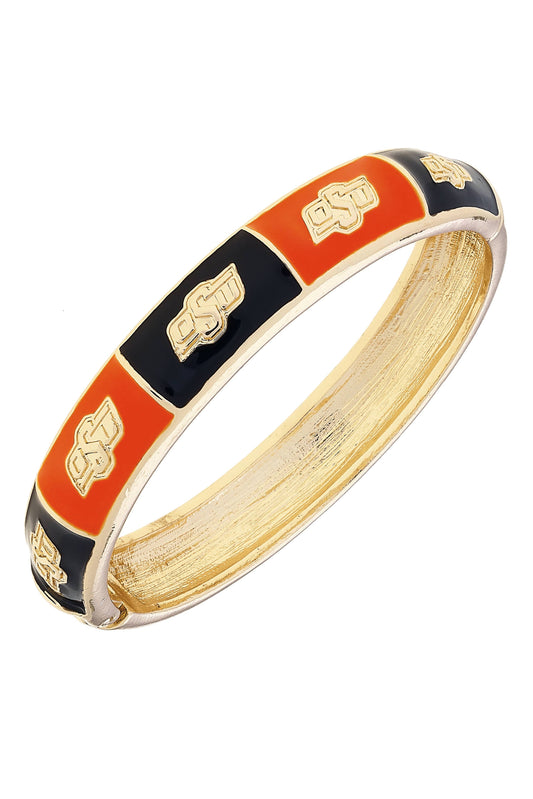 Oklahoma State Cowboys Enamel Checkered Hinge Bangle: Orange