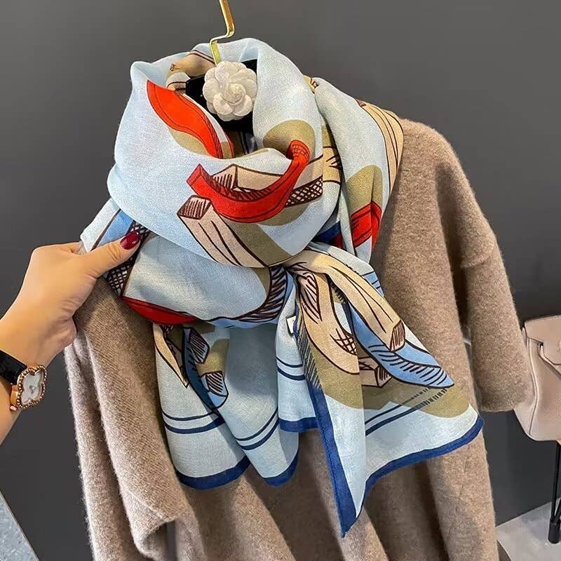 Equestrian Red / Blue Scarf – Horseshoe Collection