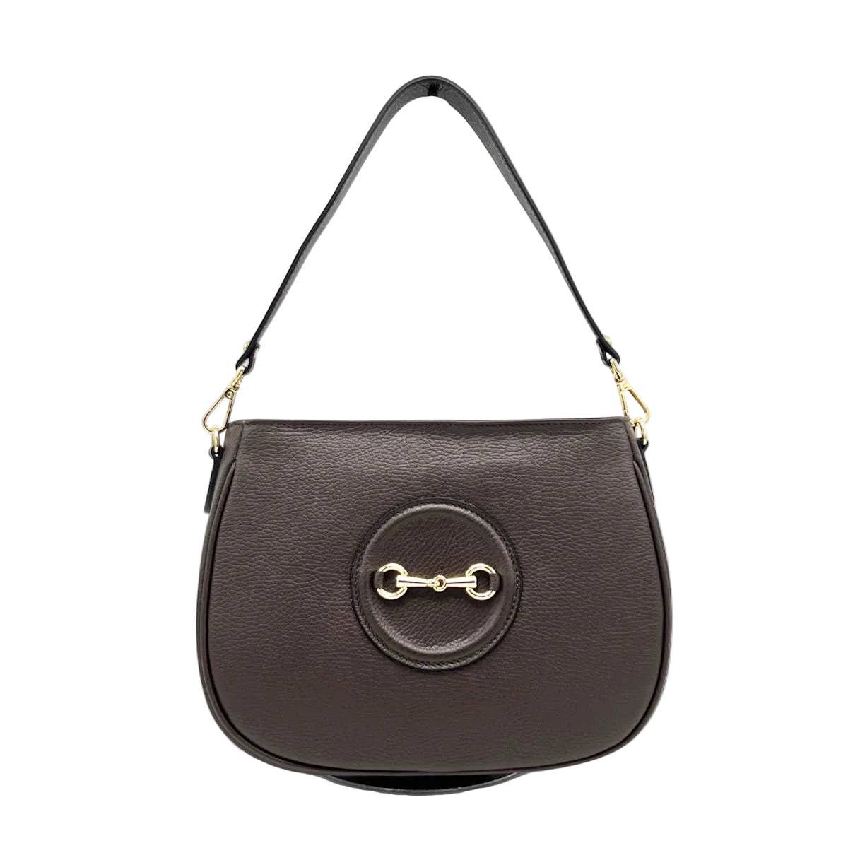 Genuine leather shoulder bag, Made in Italy, art. 112627: Taupe
