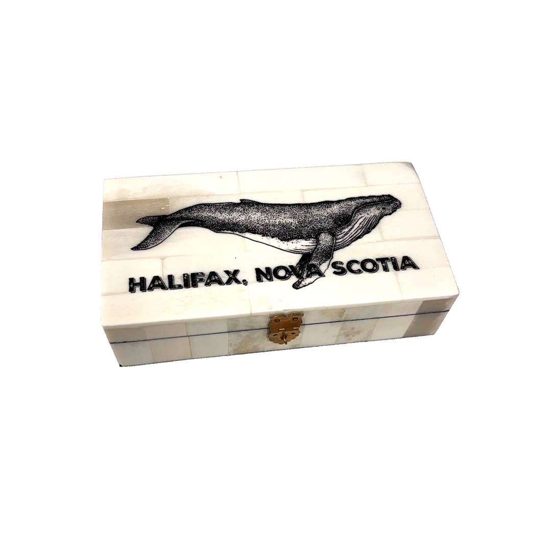 Customized Humpback Whale Vintage Bone Box | Home accents