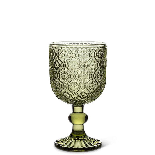 Daisy White Wine Glass-Olive-5.5"H(10oz)