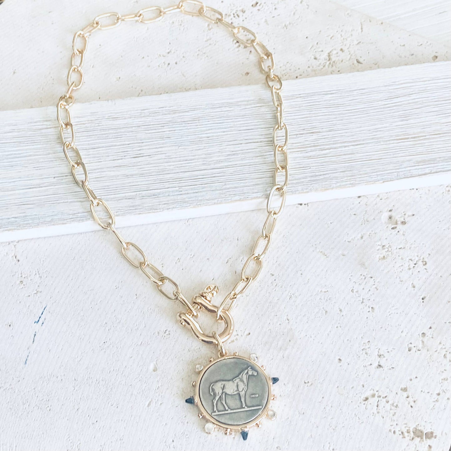 Horse Coin Shackle Necklace ~ Equestrian Derby  Jewelry 