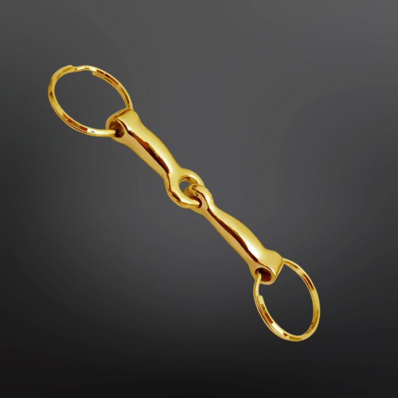 Western Equestrian Dee Ring Snaffle Bit Keychain: D-Ring - Silver