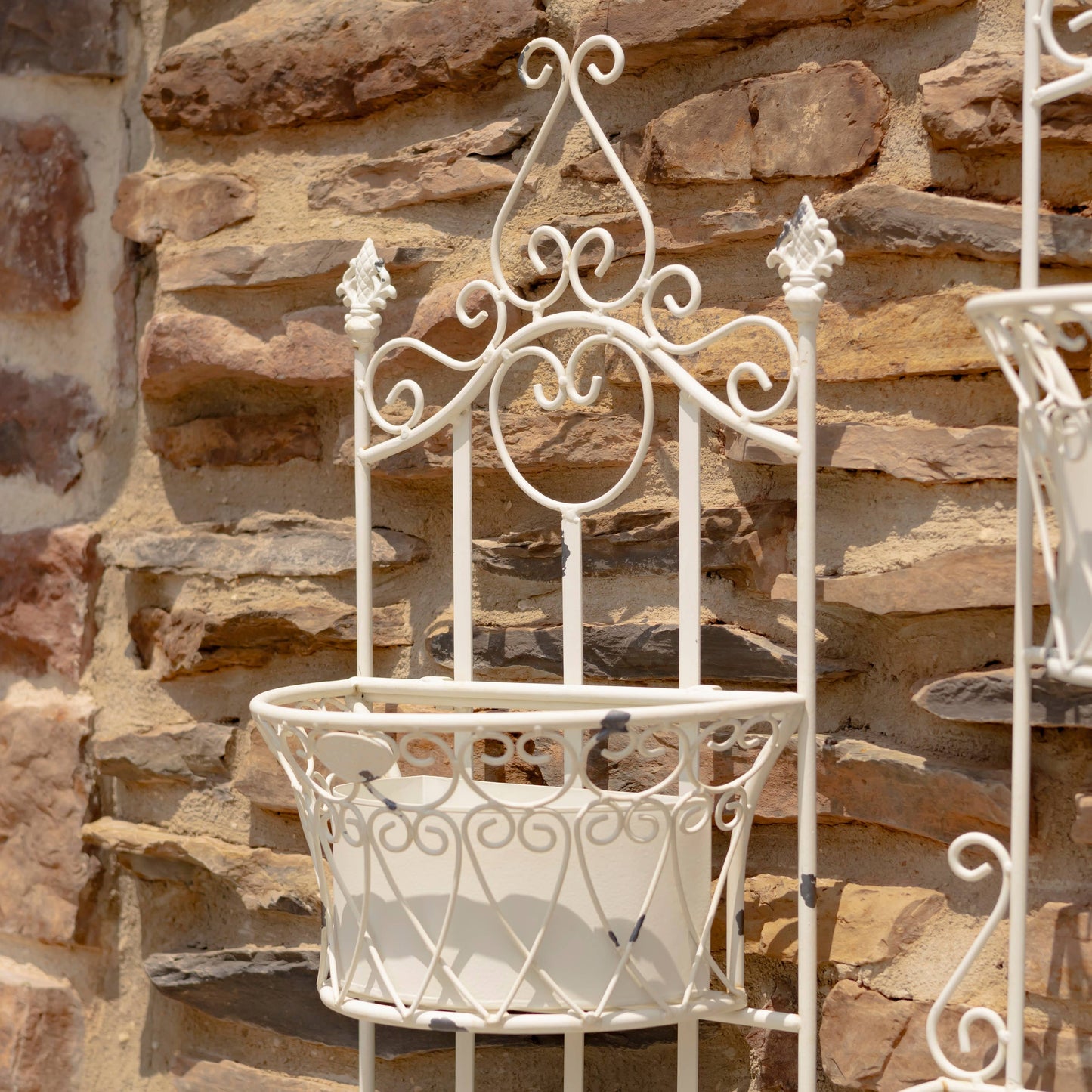 Dual Wall Hanging Planters with Removable Baskets: Antique White