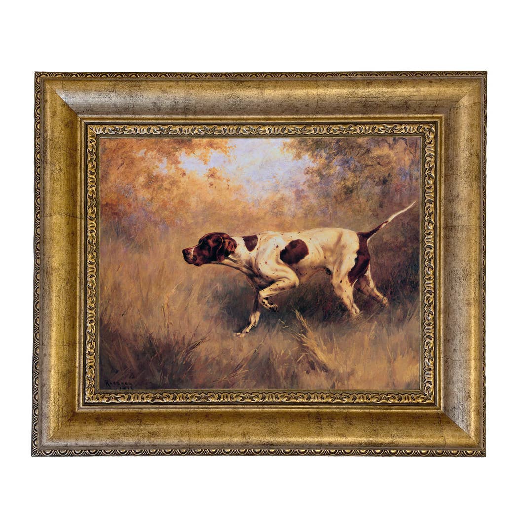 On Point English Pointer Framed Painting Print | Wall Art: Wide Distressed Black/Copper-Bead / 5" x 6"