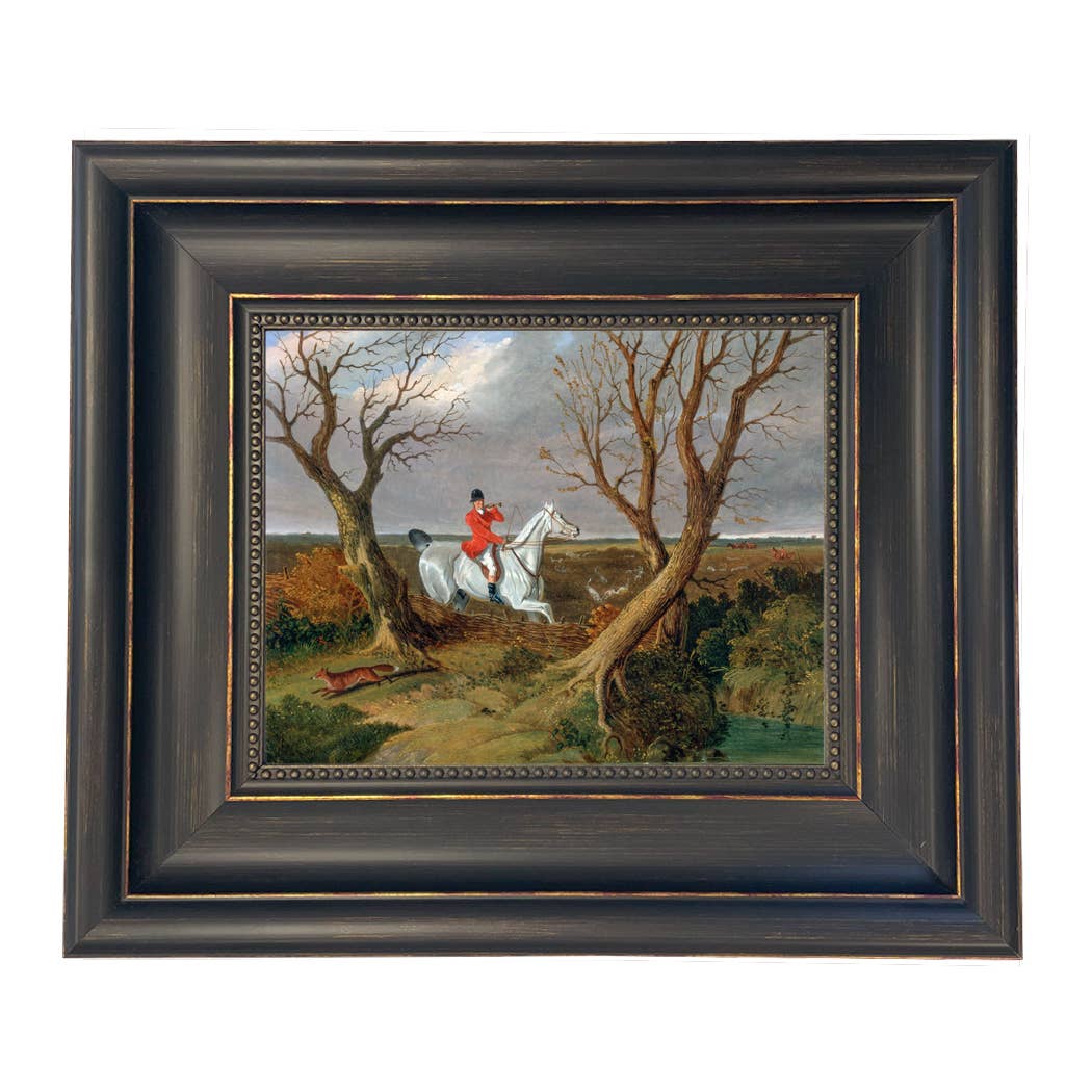 The Suffolk Hunt Vintage Painting Print on Canvas: Antiqued Black/Gold / 8" x 10"