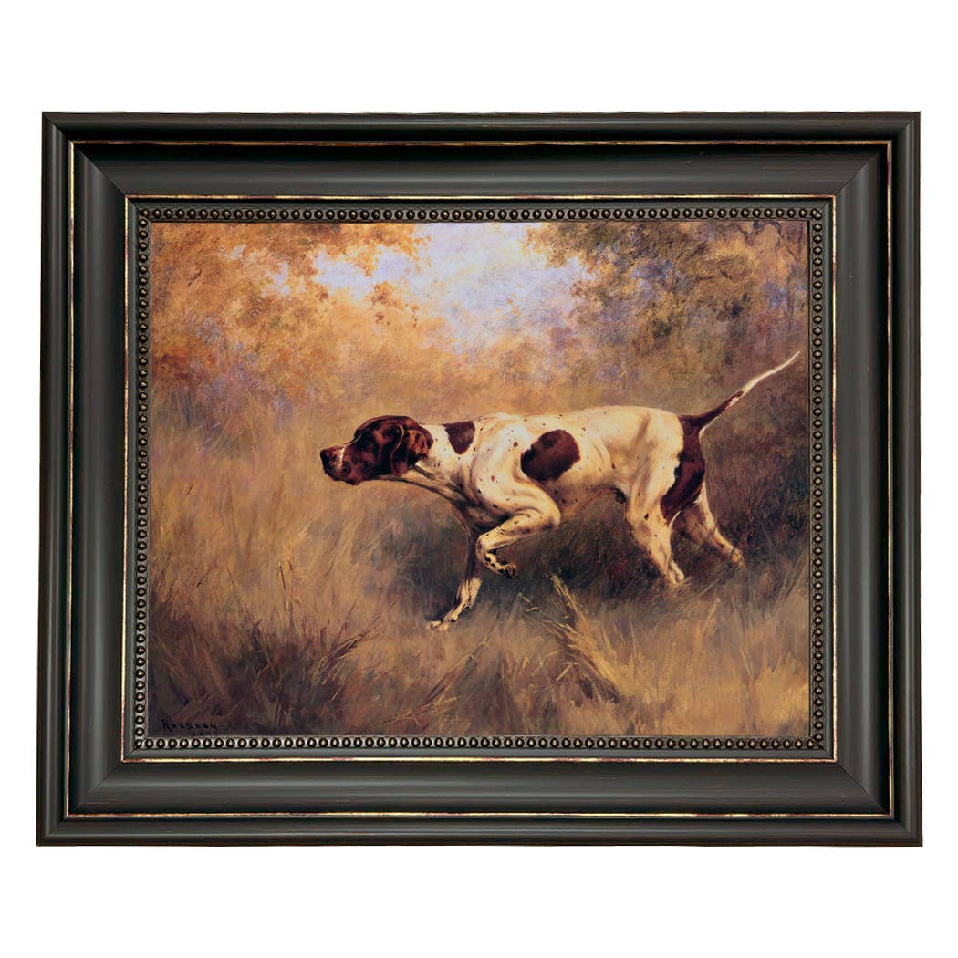 On Point English Pointer Framed Painting Print | Wall Art: Wide Distressed Black/Copper-Bead / 5" x 6"