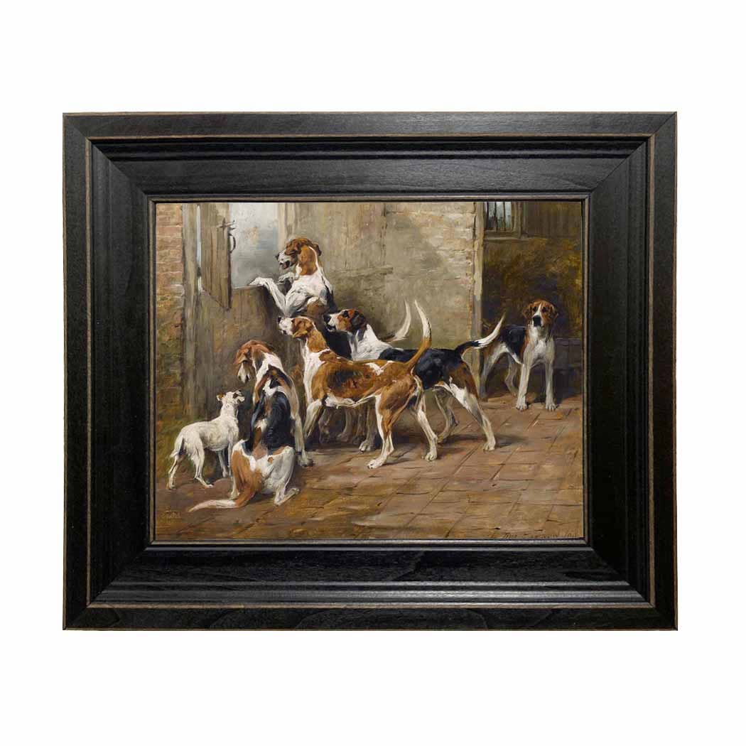 Waiting for the Hunt Vintage Painting Print on Canvas: 5" x 6"