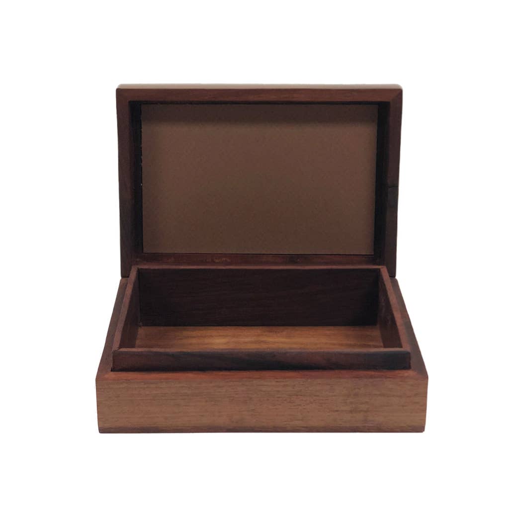 Fox & Feathers Equestrian Solid Wood Trinket Boxes: Wood and Glass